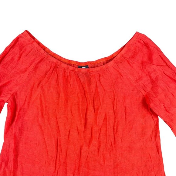 Bobeau Top Blouse Red Orange Off The Shoulder Lace‎ Hem Women's Size Medium - Picture 8 of 16